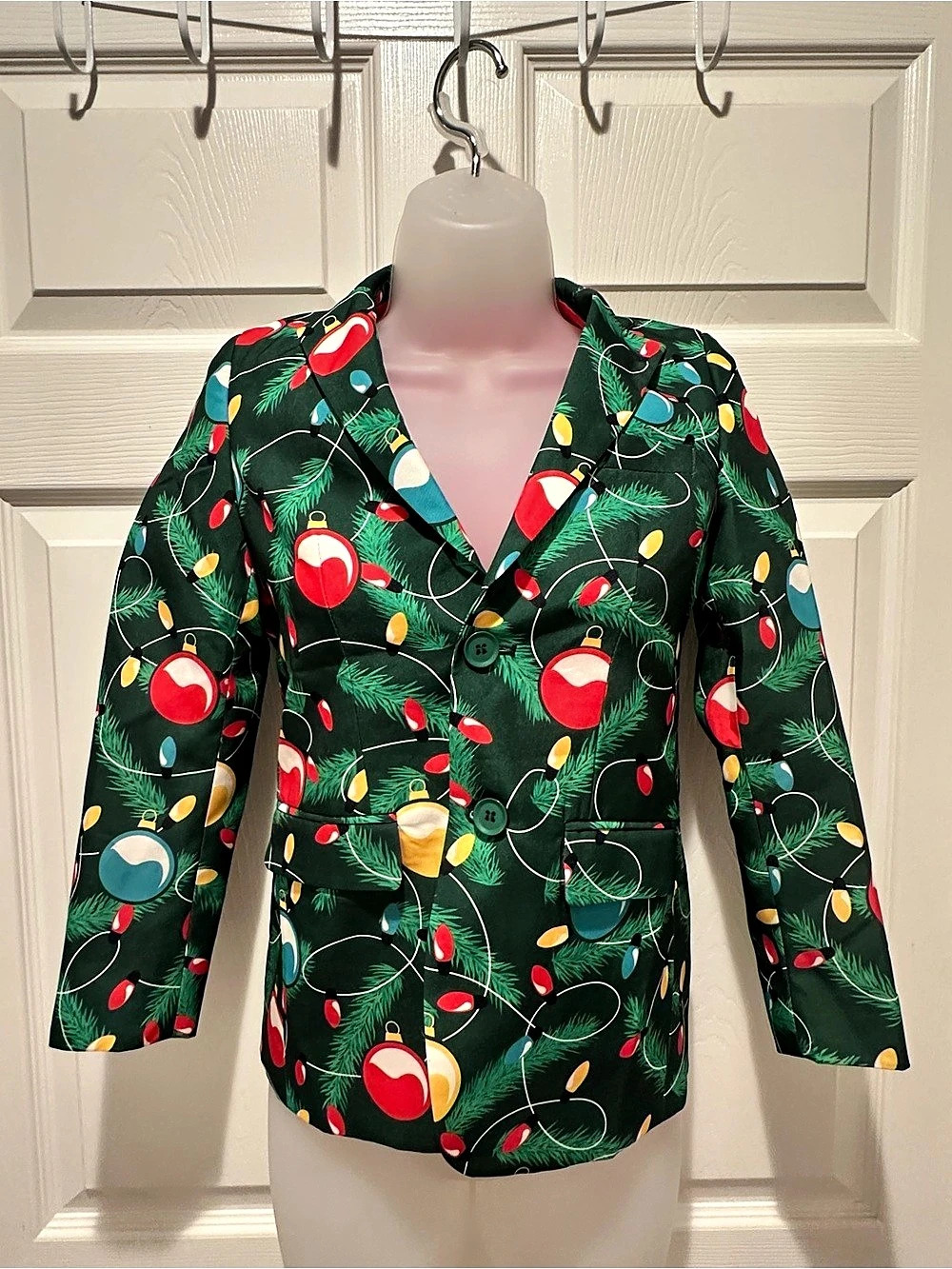 Opposuits Christmas Lights Ornament Blazer Boys Holiday Party Jacket M 8-10 Suit